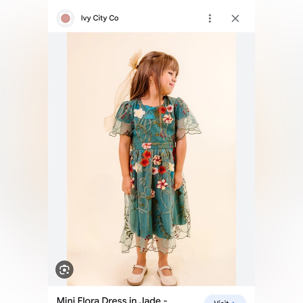 Ivy city co mini flora jade dress in size 3T